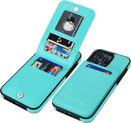 Vista 12 de KIHUWEY Compatible con iPhone 14 Pro Max Funda Cartera Plegable con Soporte para Tarjeta de Crédito, Cierre Magnético de Cuero Premium, Función