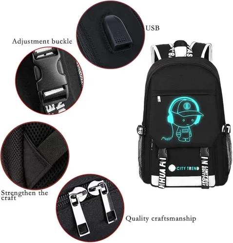 Vista 5 de Asge La escuela de los adolescentes grandes mochilas impermeables de nylon de la impresión del fútbol para los niños y niñas de 8-15 años