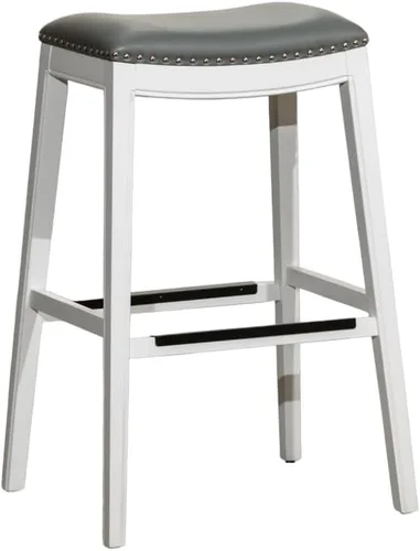 Vista 22 de DTY Indoor Living Durango - Taburete de cuero regenerado, taburete de mostrador de 24 pulgadas, acabado espresso, asiento de cuero negro