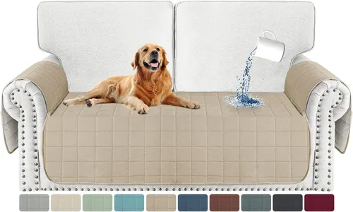 Vista 24 de MAXIJIN Funda de silla impermeable lavable para perros, funda de asiento acolchada para sillón con bolsillos laterales, protector de muebles Negro