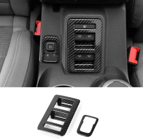 Vista 4 de RAZPOY Para Bronco - Interruptor de control de interruptor de elevación de ventana, 2 piezas de cubierta de panel de ajuste de espejo retrovisor