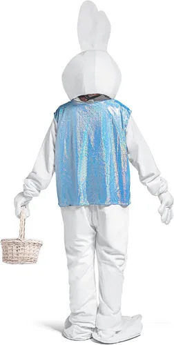 Vista 4 de Syhood Disfraz de conejo de Pascua para adultos, disfraz de conejo blanco, disfraz de mascota para hombres y mujeres, suministros de fiesta