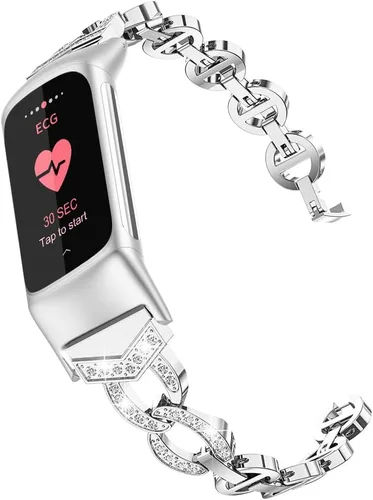 Vista 7 de Wearlizer Compatible con Fitbit Charge 6/Charge 5, correas ajustables de metal de alta calidad, pulseras elegantes, accesorios lindos, correas