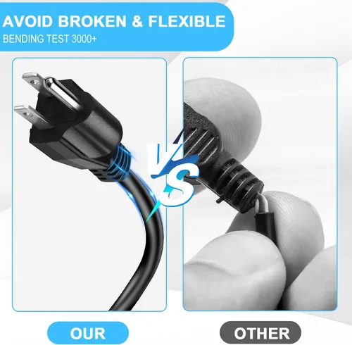 Vista 4 de Cable de extensión de alimentación corto, 16AWG/13A, ahorrador de toma, enchufe macho de 3 clavijas a enchufe hembra, cable de extensión