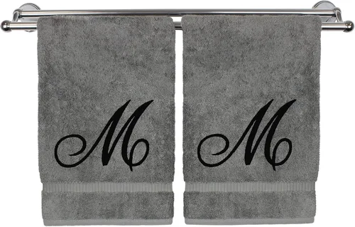 Vista 120 de Toalla de mano con monograma, regalo personalizado, 16 x 30 pulgadas, extra absorbente, 100% algodón turco, acabado de rizo suave, para baño, cocina