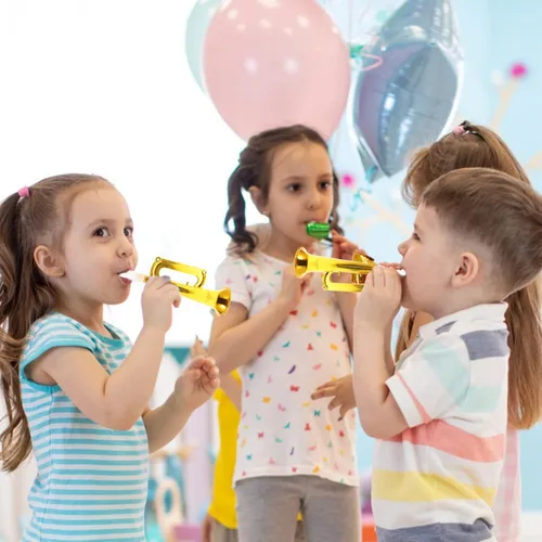 Vista 8 de Toyvian Trompeta de juguete para niños, 14 piezas, plástico para niños, instrumento para fiestas, fabricantes de ruido, recuerdos de fiesta