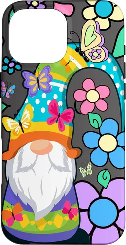 Vista 19 de Floral Daisy Flower Pattern with Butterflies Funny Gnome Case for iPhone 17