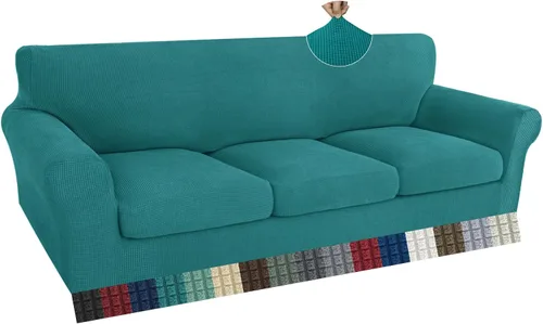 Vista 56 de ZNSAYOTX 2 fundas para sillas con brazos para sala de estar, súper suave, con funda de cojín de asiento, gruesa, duradera, mezcla de elastano, alta