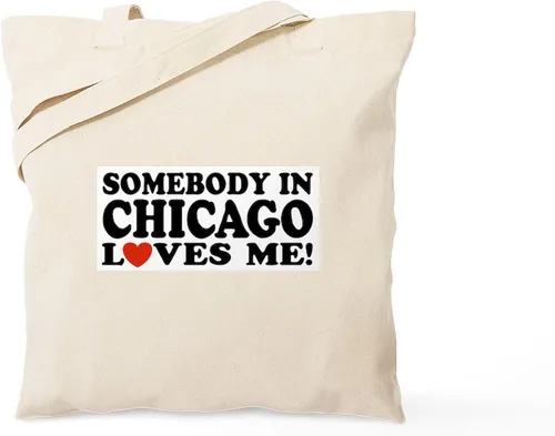 Vista 9 de CafePress Bolsa de compras de lona beige natural reutilizable con bandera de Chicago