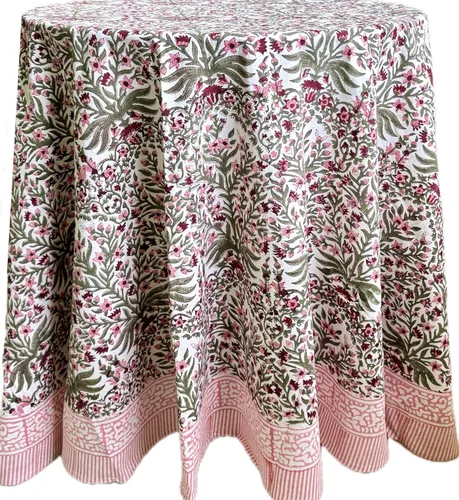 Vista 16 de ATOSII Mantel 100% algodón, Amara, floral, hecho a mano, rectangular, de lino, para cocina, comedor, fiestas, bodas, exteriores, picnics, Pascua