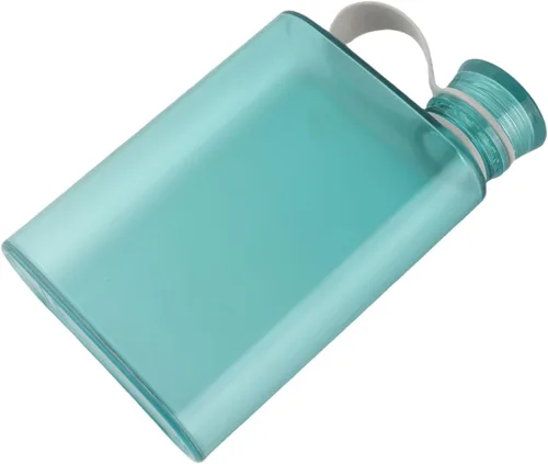 Vista 5 de CHICIRIS Botella de agua portátil a prueba de fugas, diseño rectangular transparente de 12.8 fl oz, frasco de viaje de mano para deportes al aire
