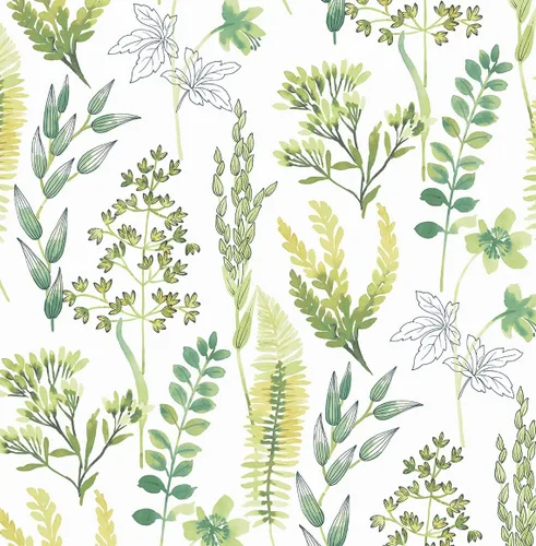 Vista 10 de NextWall Wild Garden - Papel tapiz autoadhesivo (azul glaciar y latón mate)