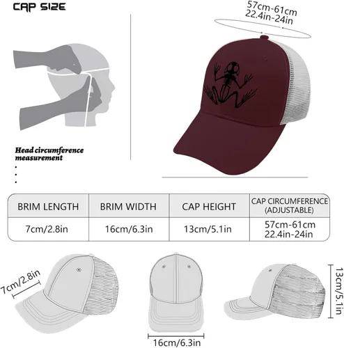 Vista 4 de devor Baseball Cap Bone Frog Baseball Caps for Women Graphic Baseball Cap Adjustable