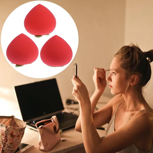 Vista 8 de Uonlytech Esponja de belleza de frutas, almohadillas de algodón para maquillaje facial, kit de maquillaje de cara, base de maquillaje en polvo
