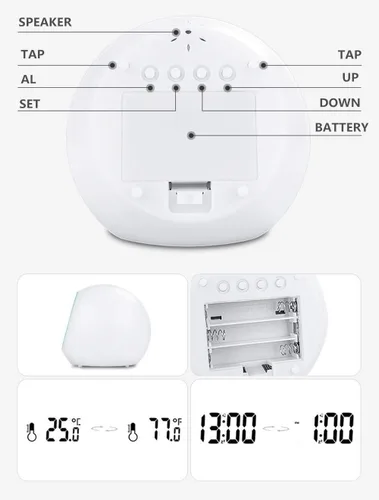Vista 8 de Wisdom Link Reloj despertador digital para niños, luz nocturna de 7 colores, repetición, detección de temperatura para niños pequeños, niños