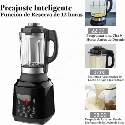 Vista 7 de Batidora de alimentos para encimera, máquina de sopa caliente, procesador de alimentos de cocina de alta velocidad con 9 programas de un toque
