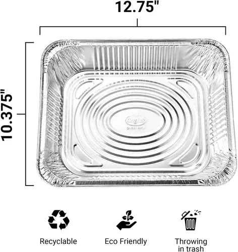 Vista 2 de Sartenes de aluminio con tapas, bandejas desechables de papel de aluminio profundo para asar y hornear, bandejas extra resistentes y duraderas