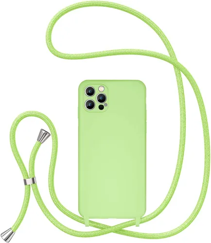 Vista 8 de UEEBAI Funda de teléfono con cordón cruzado para iPhone 14 de 6.1 pulgadas, funda de silicona con correa ajustable para collar, correa suave