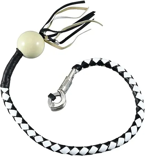Vista 7 de Dream Apparel Látigo de Cuero para Motocicleta de 36 Pulgadas "Get Back" para Manillar con Flecos para Motociclista con Bola de Billar, Negro
