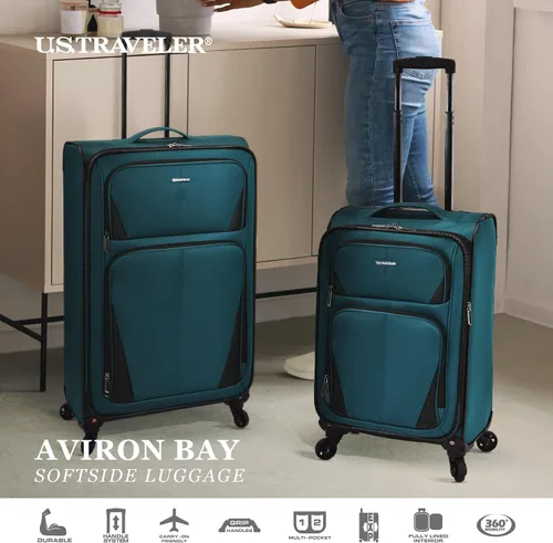 Vista 4 de U.S. Traveler Aviron Bay - Equipaje extensible con ruedas giratorias, Color verde azulado.), US08125E31