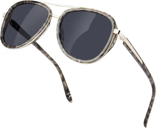 Vista 16 de BIRCEN Gafas de sol polarizadas para mujer con protección UV - Sombras retro espejadas con montura de acetato BC2001 A-Rosa