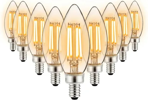Vista 11 de Sunlite Bombilla LED de filamento B11 con punta de torpedo, 5 vatios (equivalente a 60 W), 600 lúmenes, 90CRI, base de candelabro E12, regulable