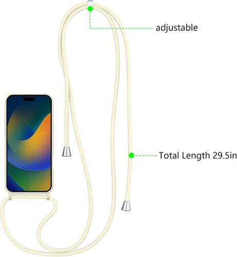 Vista 3 de ZTOFERA Funda para iPhone Air con correa, funda cruzada para teléfono con cordón ajustable para el cuello en los hombros, silicona suave a prueba