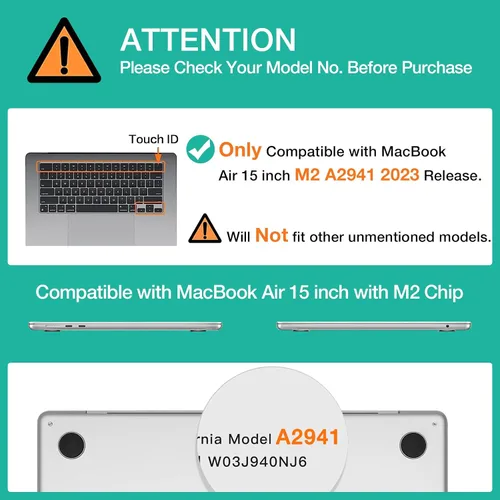 Vista 2 de MOSISO Funda compatible con MacBook Air de 15 pulgadas, versión 2023, chip A2941 M2, carcasa rígida de plástico, funda vertical, cubierta