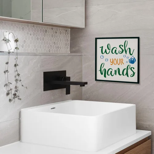 Vista 6 de FINGERINSPIRE 12 plantillas de lavandería de plástico para baño, reglas de dibujo, juegos de pintura, plantillas de palabras para lavandería
