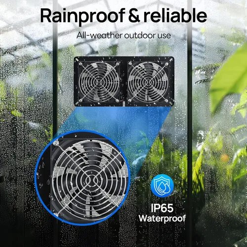 Vista 4 de DC HOUSE Ventilador solar de 20 W para gallineros, invernaderos, cobertizos, casas de mascotas y ventanas, impermeable, fácil de usar, fácil