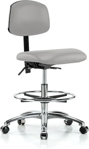 Vista 72 de Perch - Silla de laboratorio con ruedas cromadas con soporte de respaldo ajustable, altura del escritorio de 17 a 22 pulgadas, tela negra