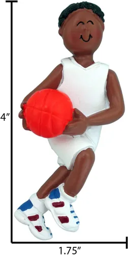 Vista 4 de Elves - Adorno de baloncesto personalizado 2025 – Adornos de Navidad afroamericanos para árbol de Navidad personalizados para niños