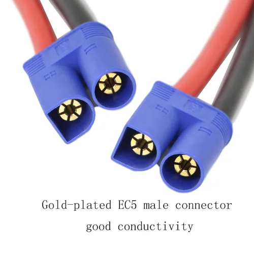 Vista 2 de EC5 Adaptador de cable macho, EC5 macho conector banana con 7.9 in 10 awg de silicona (paquete de 2 unidades)