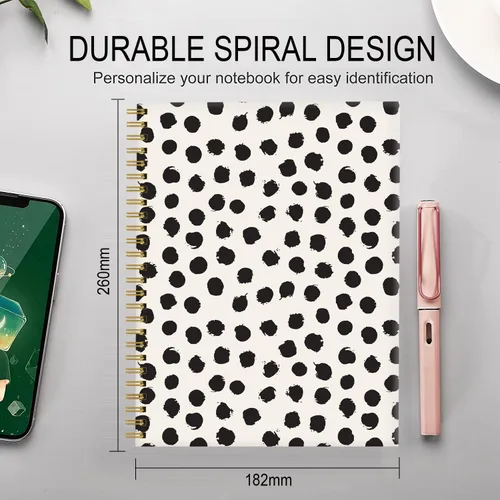 Vista 5 de Cuaderno de espiral para mujer, cuadernos universitarios A5 de 6 x 8.4 pulgadas, 120 páginas rayadas con papel grueso de alta calidad, perfecto