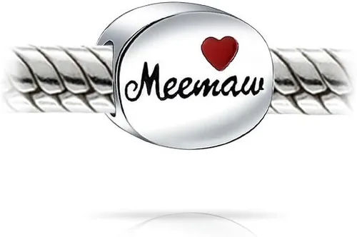 Vista 2 de Abalorio para abuela, nana, dios, madre, corazón rojo, familia, I Love Mee-maw, para abuela, mujer, plata de ley 925, se adapta a pulseras europeas