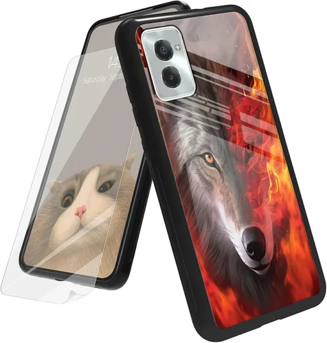 Vista 84 de Funda para Motorola Moto G Play 4G 2024 con protector de pantalla, parte trasera de vidrio templado + funda de silicona suave TPU absorción