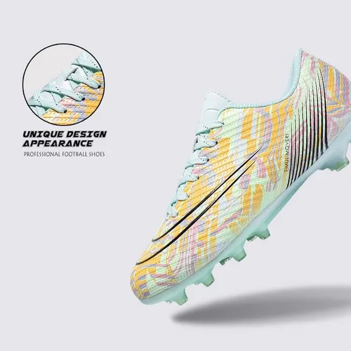 Vista 4 de NPVOK Tacos de fútbol para hombre, zapatos de fútbol para niños, zapatos de fútbol Fgag Spikes al aire libre, zapatos de fútbol profesionales