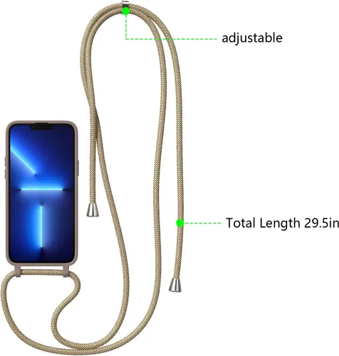 Vista 3 de ZTOFERA Funda cruzada para iPhone 14 Pro Max con correa de cordón, cuerda ajustable, funda suave de silicona líquida para iPhone 14 Pro Max de 6.7