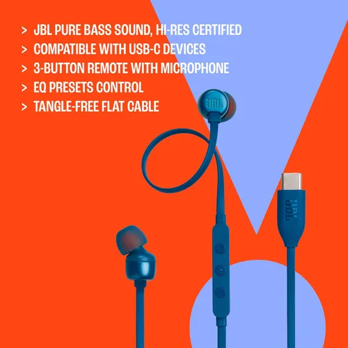 Vista 8 de JBL Tune 310C - Auriculares intraurales de alta resolución con cable, cable plano sin enredos, control remoto de 3 botones con micrófono (blanco)