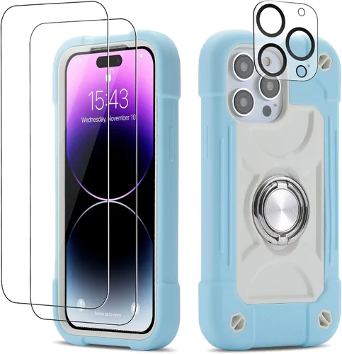 Vista 79 de Funda para iPhone Se3/iPhone Se2, iPhone 6/6S, iPhone 7/iPhone 8 de 4.7 pulgadas con soporte de anillo, con 2 protectores de pantalla resistentes
