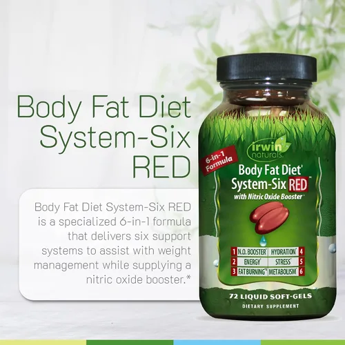 Vista 5 de Irwin Naturals Sistema de dieta de grasa corporal-Six Red, 72 cápsulas blandas Fórmula de apoyo al metabolismo con aceite MCT, té verde