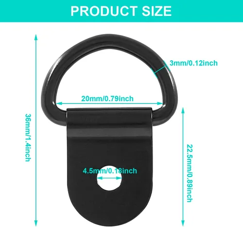 Vista 2 de Waziaqoc 15 piezas de amarre de anillo en D negro Anclaje para RV, coche, camión, barco, remolque, carga