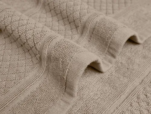 Vista 2 de Avalon Towels Juego de 2 tapetes de baño absorbentes 100% algodón, color beige, tapetes de baño de secado rápido para baños (22 x 34 pulgadas)