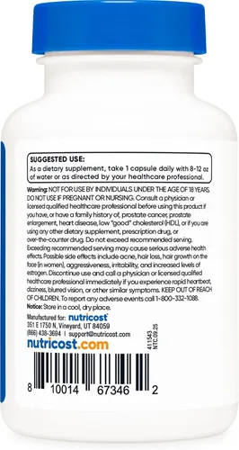 Vista 4 de Nutricost Pregnenolone 10 mg, 120 cápsulas - Sin OMG, sin gluten, cápsulas vegetarianas