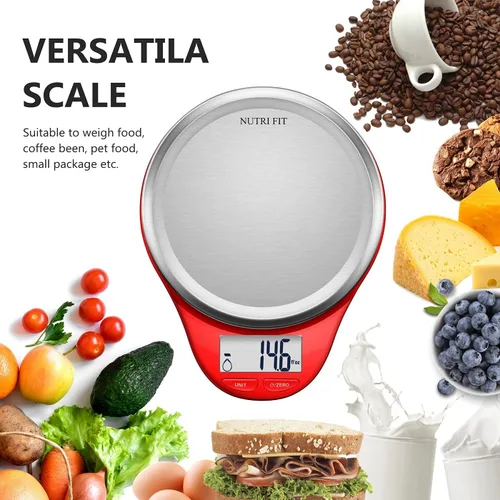 Vista 7 de Báscula de alimentos, NUTRI FIT básculas de cocina digitales con peso en gramos y onzas, plataforma grande de acero inoxidable para hornear, cocinar