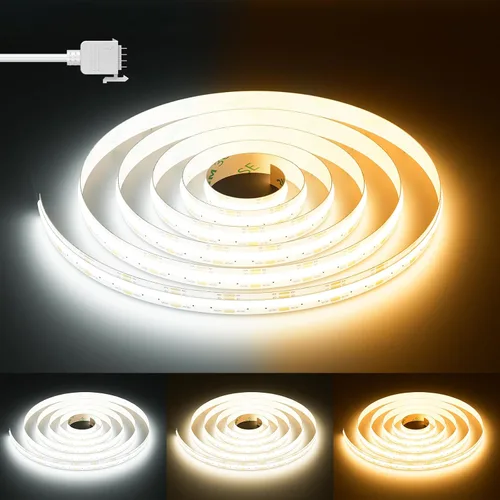 Vista 12 de PAUTIX COB Tiras de Luces LED 2700K-6500K CCT Sintonizable Blanco 24ft Certificadas UL Luces LED Sin Puntos Super Brillantes Regulables 24V Cinta
