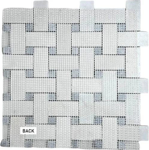 Vista 6 de Tenedos Thassos - Mosaico de mármol blanco de 1 x 2 con puntos de mármol gris pulido para piso y pared para salpicaduras de cocina, azulejos