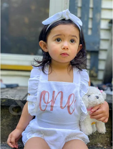 Vista 73 de Shalofer Traje de primer cumpleaños para bebé niña con diadema