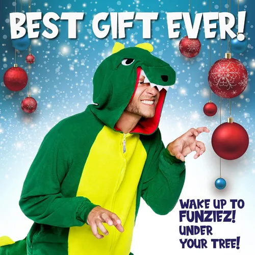Vista 2 de Funziez! - Disfraz de animal de una pieza para adultos, diseño de felpa para Halloween, traje de cosplay de fruta para mujer y hombre