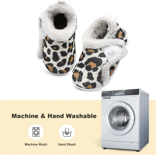 Vista 7 de FEETCITY - Zapatos para bebés, niños y niñas, pantuflas cálidas de vellón, botines para primeros pasos, calcetines cálidos para recién nacidos